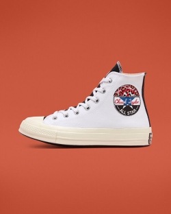 Converse Logo Play Chuck 70 Férfi Magasszárú Fehér/Piros/Kék | EPMSYCZ-HU